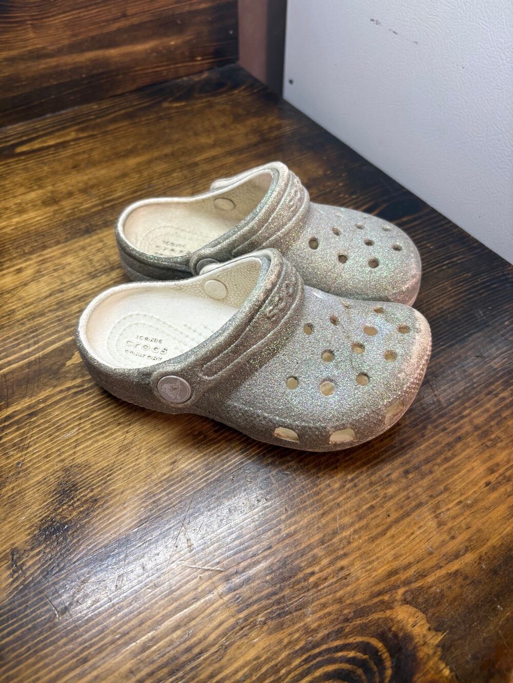 Crocs Silver Glitter Clogs Size C9